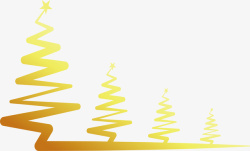 圣诞节金色涂鸦圣诞树矢量图素材