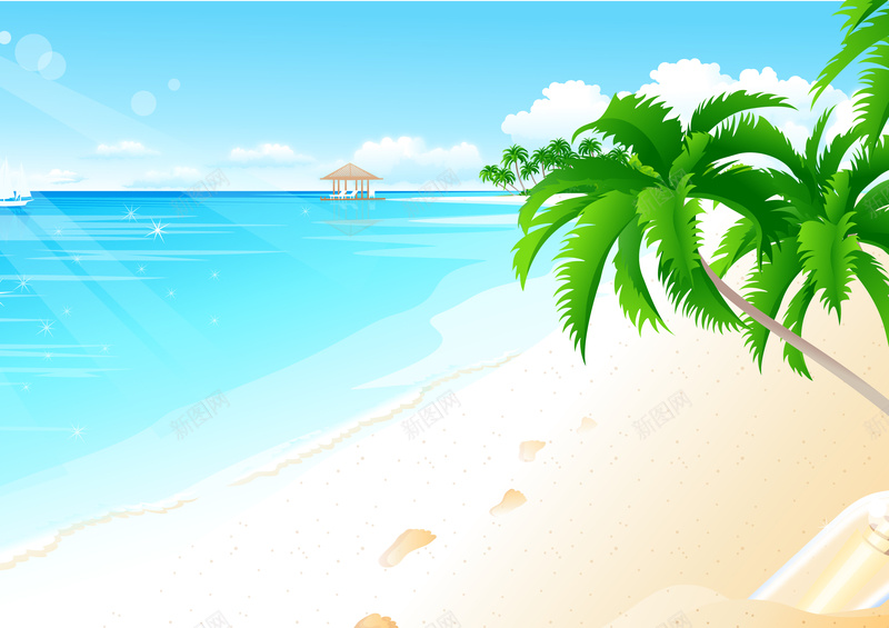 海边椰子树海边背景矢量图ai设计背景_88icon https://88icon.com 卡通 手绘 椰子树 海边 童趣 矢量图