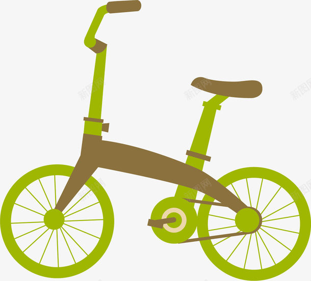 绿色可爱卡通自行车png免抠素材_88icon https://88icon.com 卡通 可爱 绿色 自行车