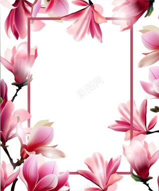 玉兰花朵背景模板矢量图背景