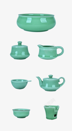 龙凤青瓷茶具产品实物青瓷茶具茶杯高清图片
