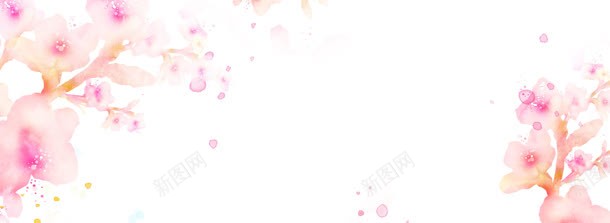 唯美清新水彩画桃花jpg设计背景_88icon https://88icon.com 桃花 水彩画 清新