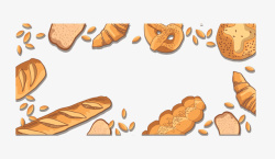 全麦卡通面包边框矢量图素材