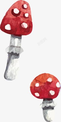 手绘红色蘑菇素材