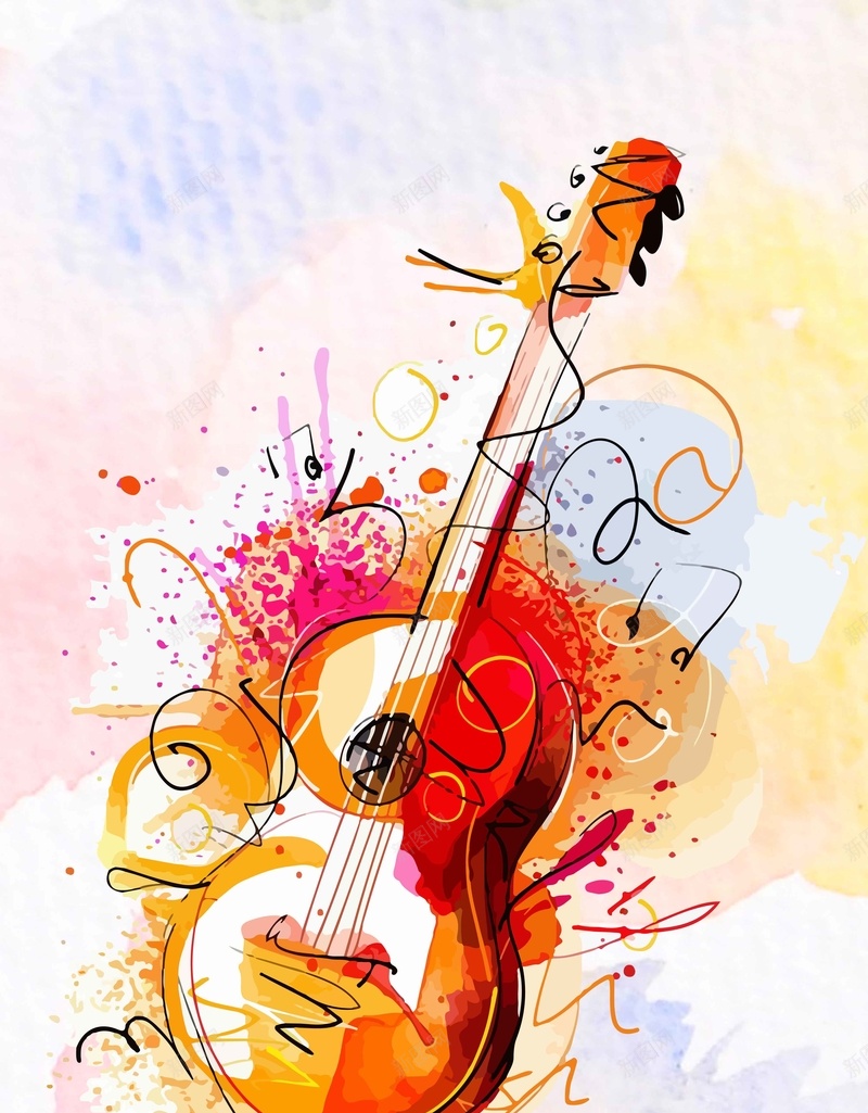 手绘线条涂鸦水彩乐器插画矢量图ai设计背景_88icon https://88icon.com 乐器 多彩 小提琴 手绘 插画 水彩 涂鸦 线条 矢量图
