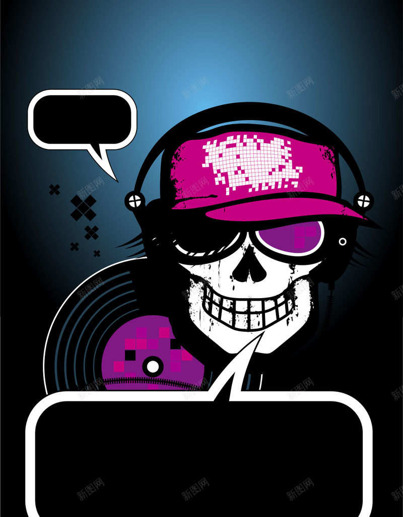 卡通科幻渐变背景矢量图ai设计背景_88icon https://88icon.com 卡通 商务 对话 渐变 科幻 科技 骷髅 矢量图