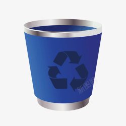 蓝色垃圾桶废纸篓素材