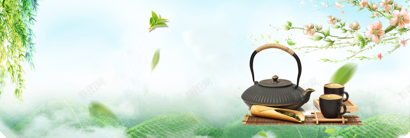 绿色清新桃花茶饮茶叶茶艺淘宝bannerpsd设计背景_88icon https://88icon.com banner 中国风 桃花 淘宝 清新 电商 绿叶 绿色 绿茶 茶叶 茶艺 茶饮