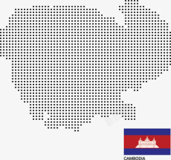 柬埔寨地图柬埔寨像素地图国旗矢量图高清图片