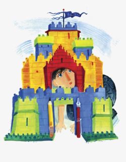 卡通彩色城堡素材