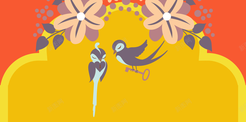 鲜花小鸟卡通背景矢量图ai设计背景_88icon https://88icon.com 动物 卡通背景 婚庆 婚礼 底纹 彩色背景 童趣 背景 花朵 花纹 鲜花小鸟 矢量图