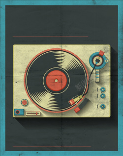 音乐广告设计卡通扁平复古唱片机高清图片