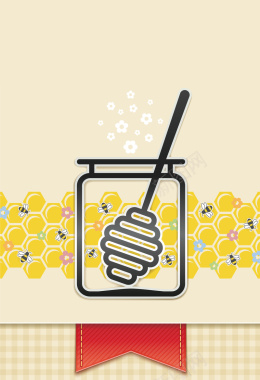扁平化创意蜂蜜蜜蜂海报背景矢量图背景