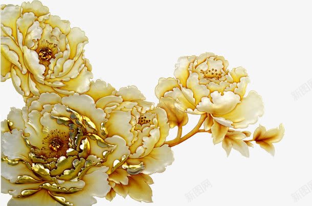 金色花朵png免抠素材_88icon https://88icon.com 背景墙花朵 花卉 金色花卉