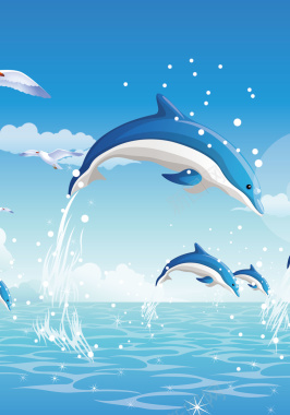 卡通海豚背景模板矢量图背景