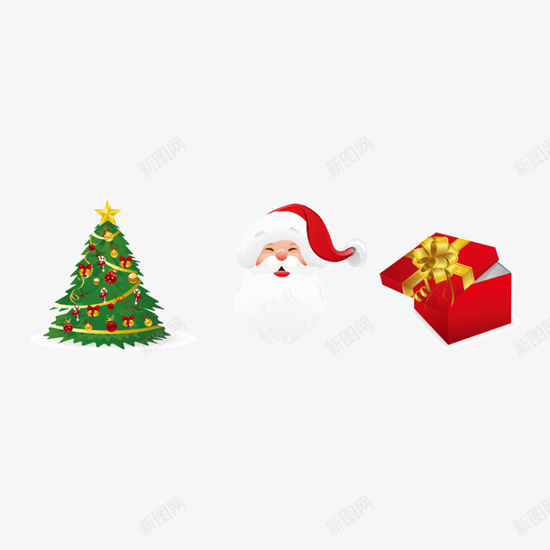 圣诞节元素矢量图ai免抠素材_88icon https://88icon.com 3个矢量圣诞节元素 可爱圣诞节元素 矢量圣诞节树 矢量圣诞节礼物盒元素 矢量图
