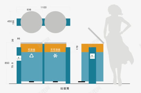 白色自动售货机垃圾桶指示牌图标图标