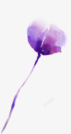 手绘紫色水彩梦幻花朵装饰素材
