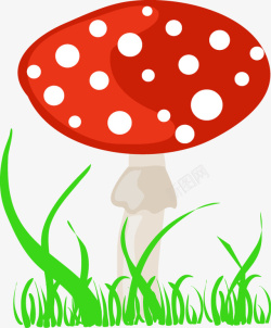 手绘卡通红蘑菇素材