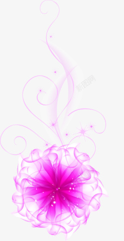 紫色清新花朵线条装饰图案素材