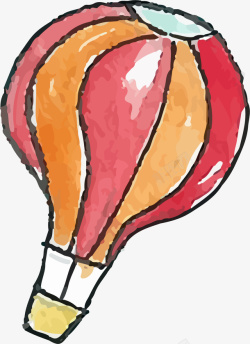 红色卡通漂浮热气球素材