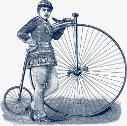 细轮自行车手绘早年代自行车高清图片
