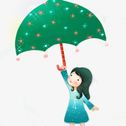 带伞的小女孩素材
