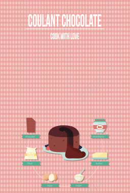 美味巧克力熔岩蛋糕海报背景矢量图背景