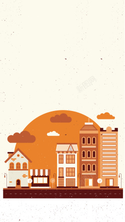 老式建筑几何城市橙色矢量图高清图片