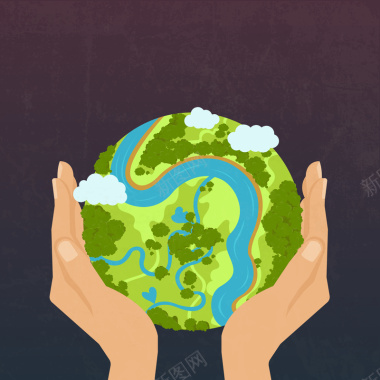 双手地球世界环境保护日背景矢量图背景