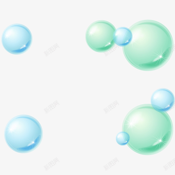 绿色蓝色泡泡png免抠素材_88icon https://88icon.com 泡泡 泡泡装饰 绿色 蓝色 蓝色泡泡