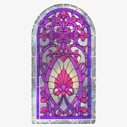 紫色彩色花纹雕花窗户素材