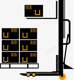 简约叉车创意黑色叉车高清图片