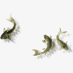 过年年画三只小鱼装饰元素高清图片