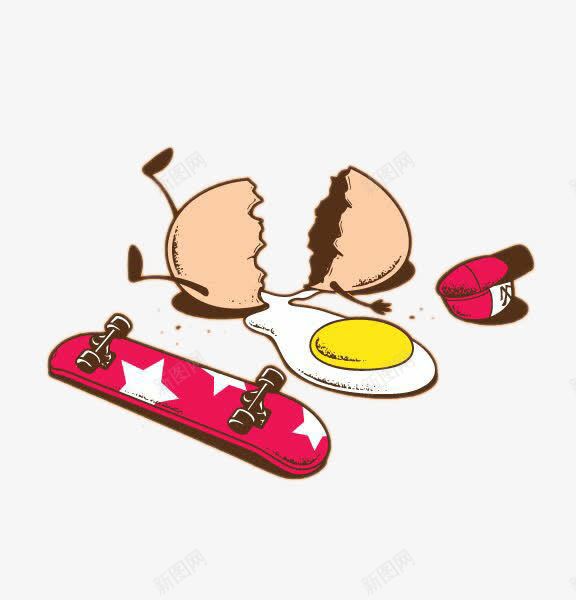 玩滑板的摔烂的鸡蛋人png免抠素材_88icon https://88icon.com 创意设计 卡通手绘 玩滑板 鸡蛋人