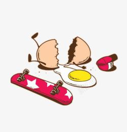 玩滑板的摔烂的鸡蛋人素材