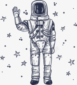 素描宇航员手绘素描卡通宇航员矢量图高清图片