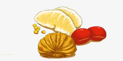 板栗红枣和柚子手绘图素材