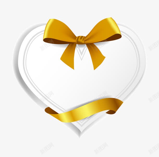 金色蝴蝶结心形png免抠素材_88icon https://88icon.com 心形 标签