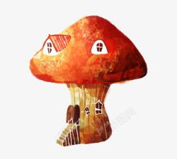 魔幻卡通手绘蘑菇蘑菇小屋素材