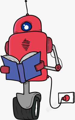 看书充电的机器人矢量图素材