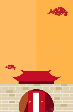 中国传统建筑海报背景矢量图背景