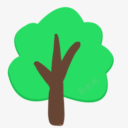 卡通绿色扁平化树木素材
