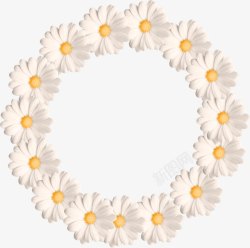 白色雏菊花朵圆形边框装饰素材