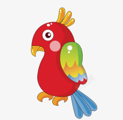 红色鹦鹉小鸟红色卡通鹦鹉彩色羽毛高清图片
