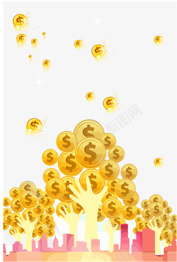 理财金融黄色大气简约金币海报背景图矢量图背景