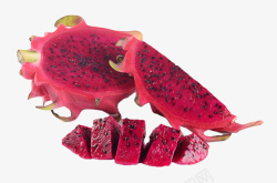 仙人掌科红色果实被切碎的火龙果实物高清图片