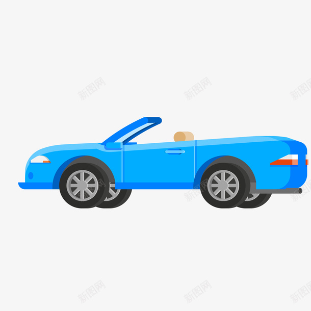 蓝色的敞篷跑车矢量图ai免抠素材_88icon https://88icon.com 敞篷车 蓝色 跑车 车辆设计 轿车设计 矢量图