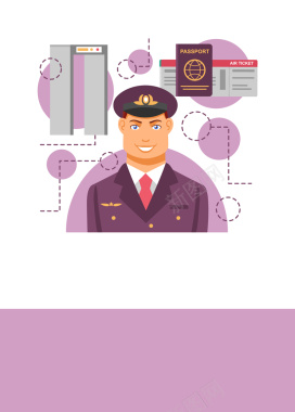 机场安保服务流程卡通人物背景矢量图背景