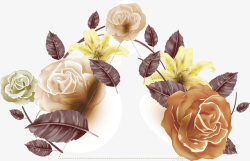手绘创意玫瑰花卉装饰矢量图素材